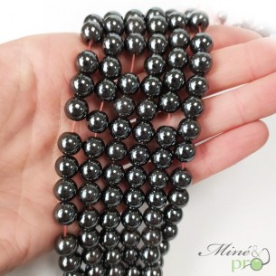 Hématite magnétique en perles rondes 8mm - fil complet