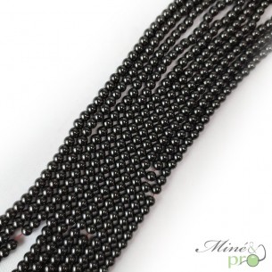 Hématite magnétique en perles rondes 4mm - fil complet
