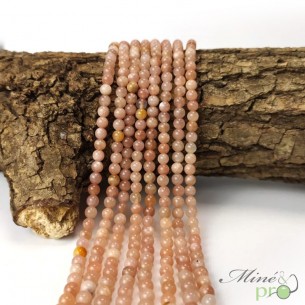 Pierre de lune orange en perles rondes 4mm - fil complet