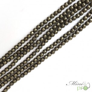 Pyrite naturelle en perles rondes 6mm - fil complet