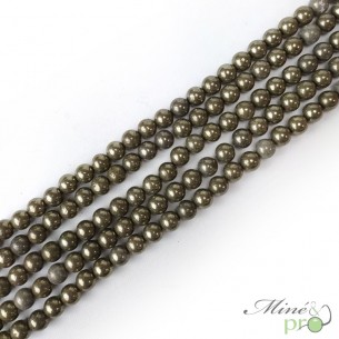 Pyrite en perles rondes 8mm - fil complet