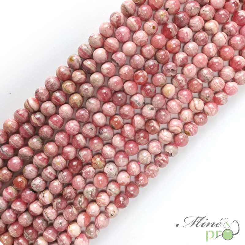 Lot De 120 Perles De Rhodochrosite 6mm - Pierre Rose Pour Création De Bijoux - Neuf, Envoi Offert