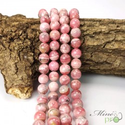 Rhodochrosite en perles rondes 10mm - fil complet - grossiste perles bouches du rhone