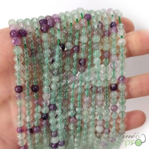 Fluorite mixte en perles rondes 4mm - fil complet