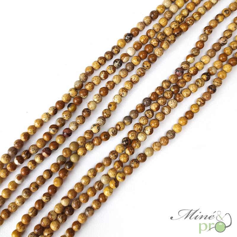 Jaspe paysage en perles rondes 4mm - fil complet