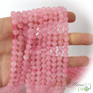 Quartz rose en perles rondes 6mm - fil complet