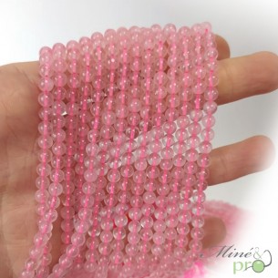 Quartz rose en perles rondes 4mm - fil complet