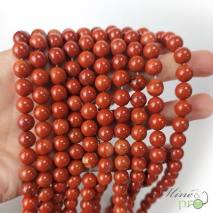Jaspe rouge en perles rondes 8mm - fil complet