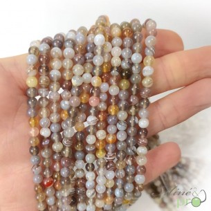 Agate du botswana en perles rondes 4mm - fil complet