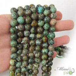 Turquoise africaine en perles rondes 8mm - fil complet