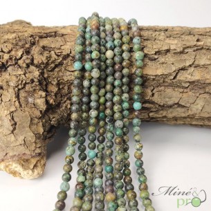 Turquoise africaine en perles rondes 4mm - fil complet