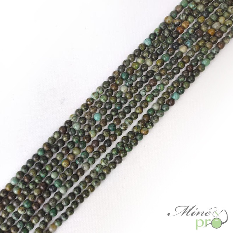 Turquoise africaine en perles rondes 4mm - fil complet