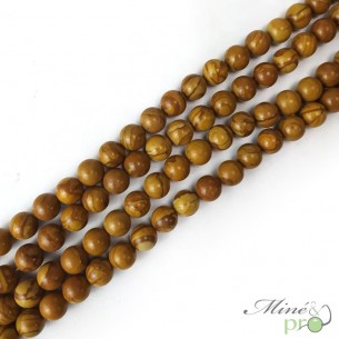 Jaspe bois en perles rondes 10mm - fil complet