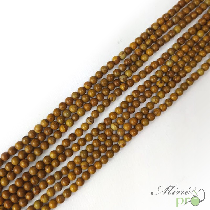 Jaspe bois en perles rondes 4mm - fil complet