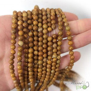 Jaspe bois en perles rondes 4mm - fil complet