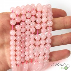 Quartz rose naturel A en perles rondes 6mm - fil complet
