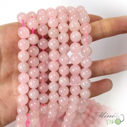 Quartz rose naturel en perles rondes 8mm - fil complet