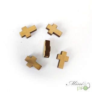 Breloque "croix" en bois 15mm - lot de 10