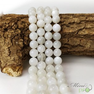 Pierre de lune blanche A en perles rondes 10mm - fil complet