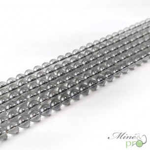Aqua aura quartz grise en perles rondes 6mm - fil complet