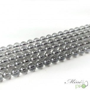 Aqua aura quartz grise en perles rondes 8mm - fil complet