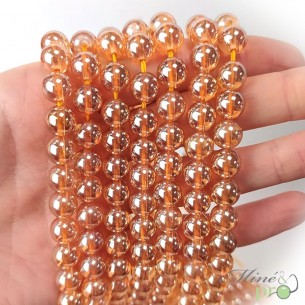 Aqua aura quartz sunset en perles rondes 8mm - fil complet