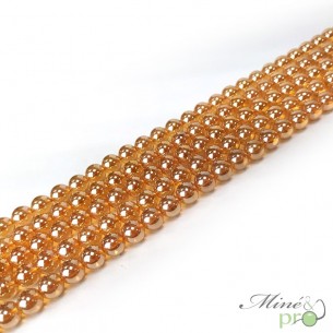 Aqua aura quartz sunset en perles rondes 8mm - fil complet