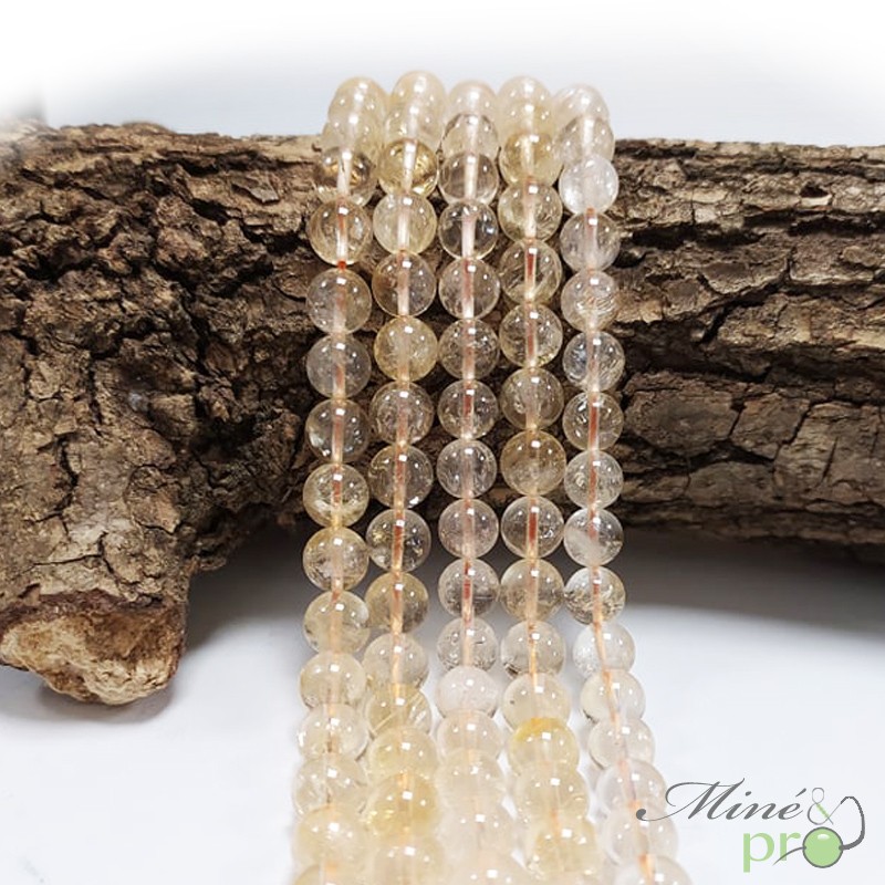 Citrine claire en perles rondes 8mm - fil complet