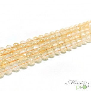 Citrine claire en perles rondes 8mm - fil complet