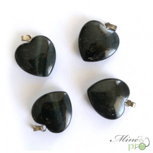 Pendentif coeur en Oeil de faucon naturel