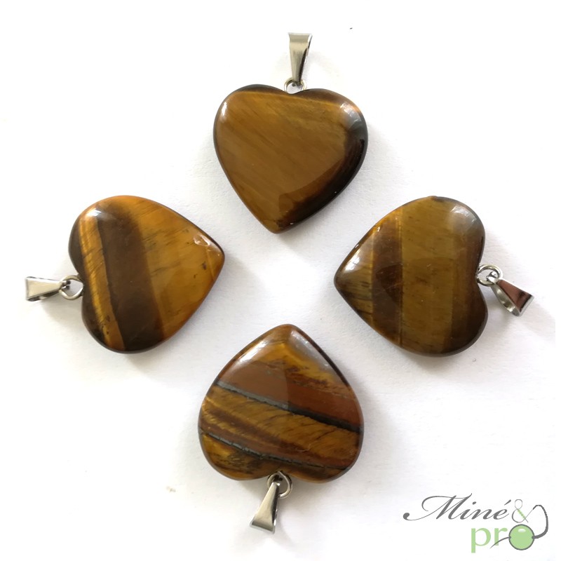 Pendentif coeur en Oeil de tigre naturelle