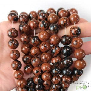 Obsidienne Mahogany (acajou) en perles rondes 10mm - fil complet