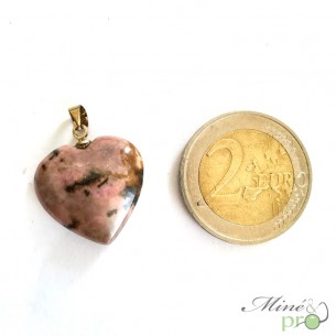 Pendentif coeur en Rhodonite naturelle