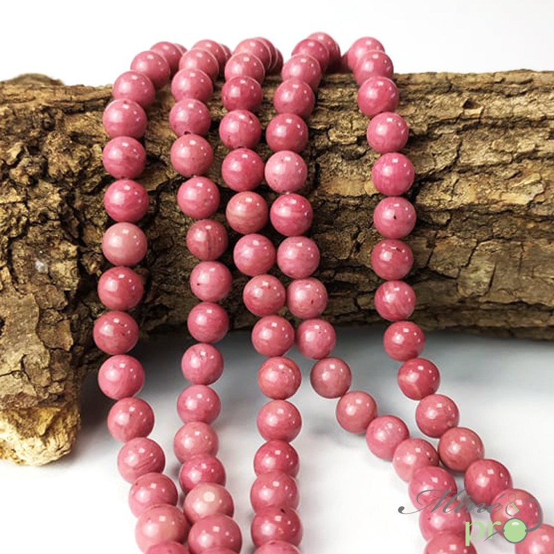 Rhodonite rose en perles rondes 8mm - fil complet Rhodonite rose en perles rondes 8mm - fil complet