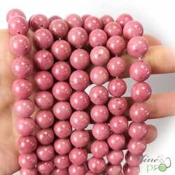 Rhodonite rose AA en perles rondes 10mm - fil complet