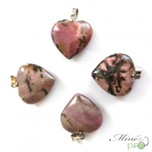 Pendentif coeur en Rhodonite naturelle