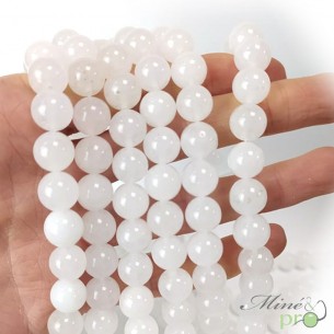 Jade Blanc en perles rondes 10mm - fil complet