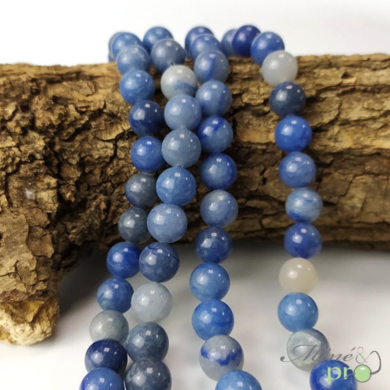 Aventurine bleue en perles rondes 10mm - fil complet