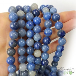 Aventurine bleue en perles rondes 10mm - fil complet