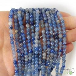 Aventurine bleue en perles rondes 4mm - fil complet