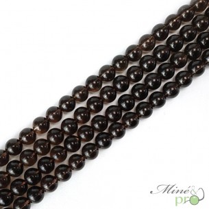 Quartz fumé en perles rondes 10mm - fil complet