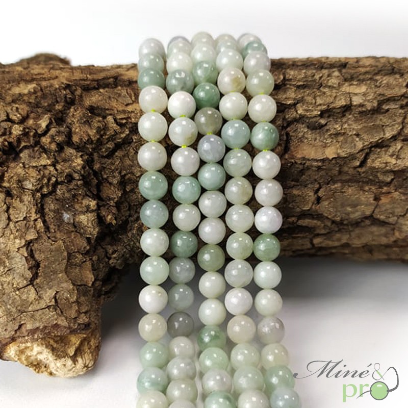Jadeite en perles rondes 8mm - fil complet