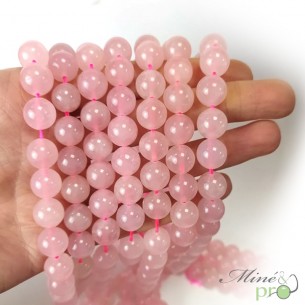 Quartz rose en perles rondes 10mm - fil complet