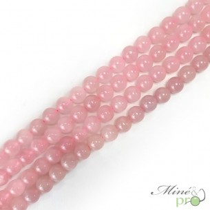 Quartz rose en perles rondes 10mm - fil complet