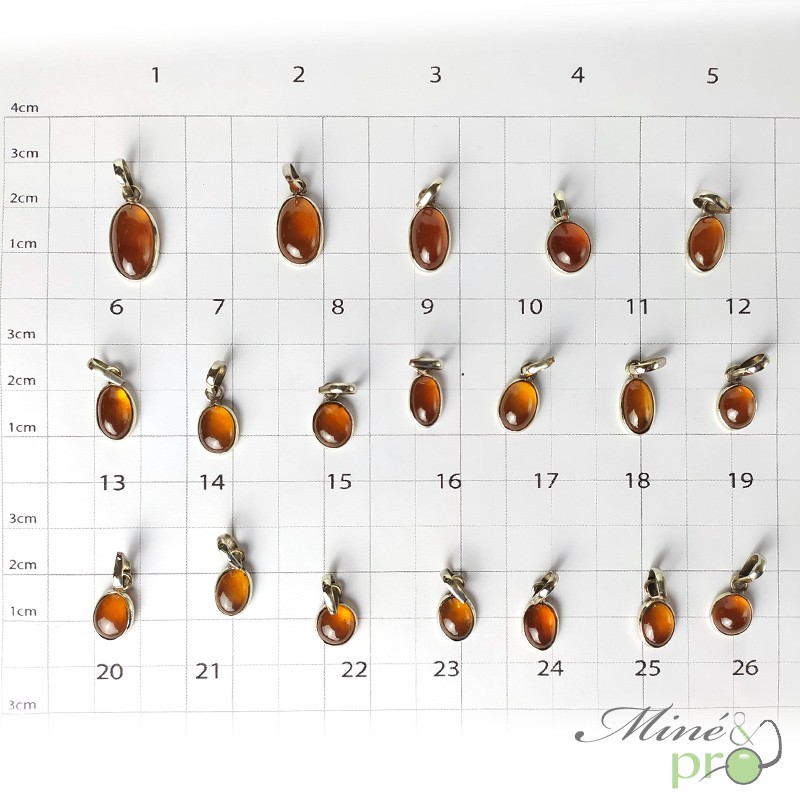 Grenat hessonite - pendentifs cerclés