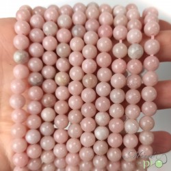 Opale rose A en perles rondes 6mm - fil complet