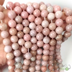 Opale rose AB en perles rondes 10mm - fil complet