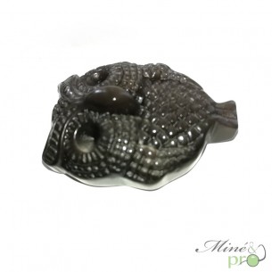 Chouette en Obsidienne argentée - percée - grossiste cabochons percés Lithothérapie Bouches du Rhone