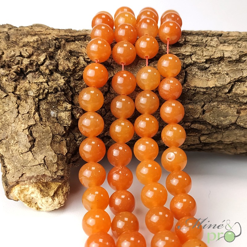 Aventurine orange AA en perles rondes 10mm - fil complet