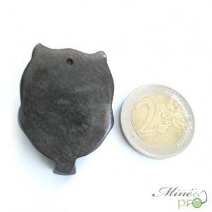 Chouette en Obsidienne argentée - percée - grossiste cabochons percés Lithothérapie Bouches du Rhone